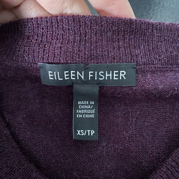 Eileen Fisher Sweater XS Tencel Merino Wool Alpaca Boxy Draped Light Minimalist - Picture 3 of 11